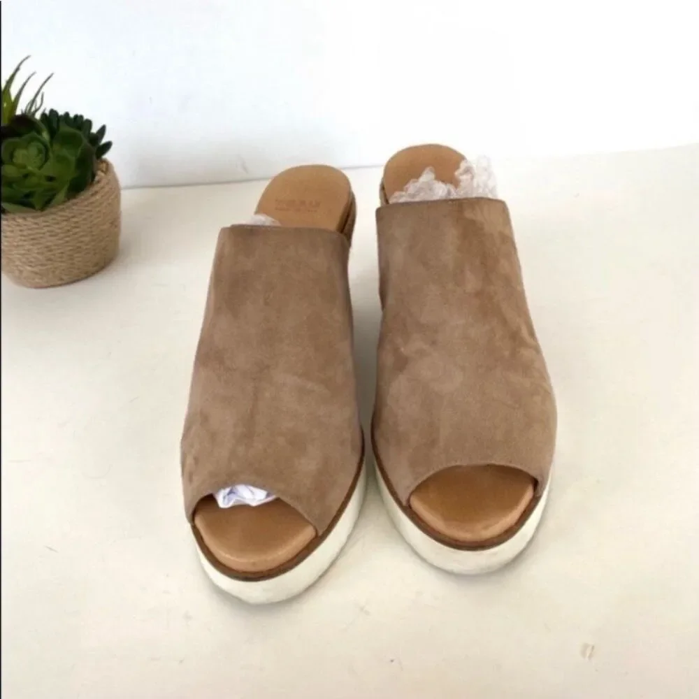 Frau Italian Made Tan Suede Espadrille Wedge Slide Sandals Women’s 10.5/11